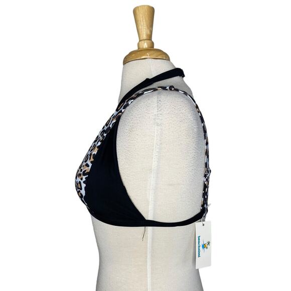 BEACHSISSI *NEW* Cross Design Leopard Print Bikini Top Medium BCJ007948 - Picture 2 of 9